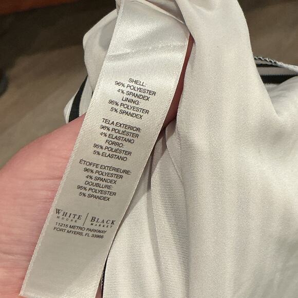 White House Black Market Black White Striped Belted Sleeveless Top Size 10 Work - Picture 11 of 11